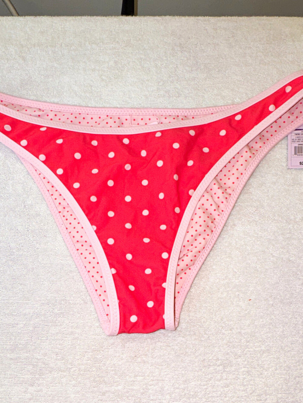 Wild Fable Women’s Reversible Polka Dot Bikini Swim Bottom L Pink and White